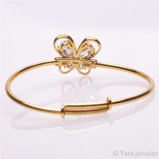 24K Gold Plated Slim Baby Bangle Cute Butterfly CZ Crystal Bangles Bracelet 2pc