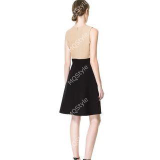 New Womens European Fashion Crewneck Sleeveless Splicing Vest Mini Dress B2678C