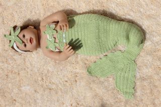 Handmade Crochet Knit Mermaid Tail Headband Newborn Baby Photo Prop 0 6month