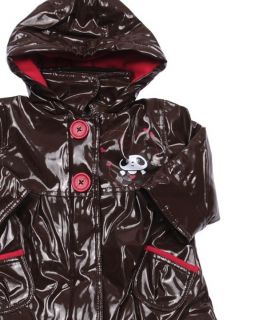 Tout Un Monde Baby Girls Raincoat Jacket Hooded Coat Sz 12M 1 2 Brown