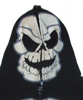 Skeleton Hoodie Halloween Costume Skull Zip Up Jacket Boys Fleece Back to School