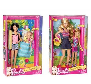 2 Lot Barbie Chelsea Skipper Stacie 4 Dolls Sisters Go Camping Set New NIP