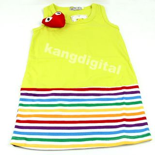 Baby Girls Kids Colorful Striped Vest Dress Skirt Sundress Summer Clothing 5Size