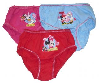 Girls 3 Pack Briefs Knickers Disney Minnie and Daisy Underwear