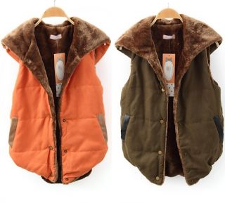 New Womens Korean Fashion Fleece Cotton Warm Coat Vest 4 Colors B519