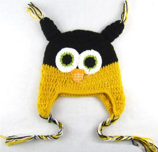 Cute Lovely Baby Boy Girl Toddler Child Owl Knit Crochet Hat Beanie Cap Handmade