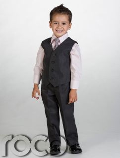 Boys Charcoal Waistcoat Suit Baby Boys Grey Suits Boys Wedding Suits Page Boy