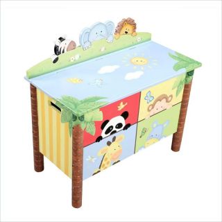 Teamson Kids Sunny Safari Hand Painted Kids Toy Chest/Box   W 8269A