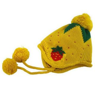 Baby Kids Girl Strawberry Knit Hat Crochet Winter Warm Earmuffs Beanie Ear Cap