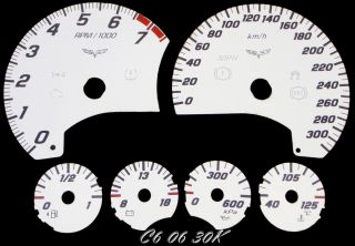 Corvette C6 Speedometer Gauge Faces KMH or MPH Custom Gauge Faces