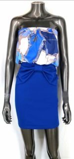 Sexy Strapless Lined Bodice White Royal Blue Party Club Cruise Mini Dress
