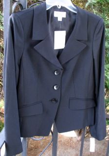 Talbots Black Wool Gabardine Blazer Short Jacket 2P