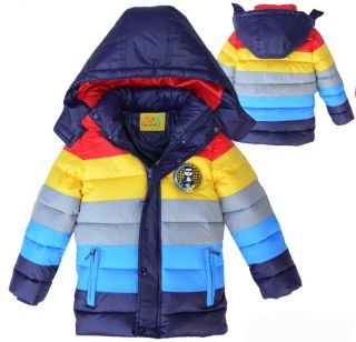 Boys Girls Clothes Winter Coat Kid Rainbow Down Jacket Size 3 6Y Outerwear GC021