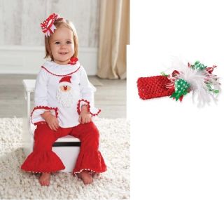 Mud Pie Baby Girls Christmas Santa Minky Pants Set 2 Pc Outfit 111A050 Holiday