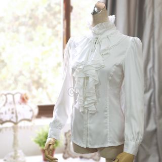 Luxury Flouncing Boho Women Long Sleeve Stand Collar Tops Ruffle T Shirt K0E1