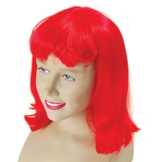 Fancy Dress Party Costume Carnival USA American Cheerleader Wig Hair Red Fire