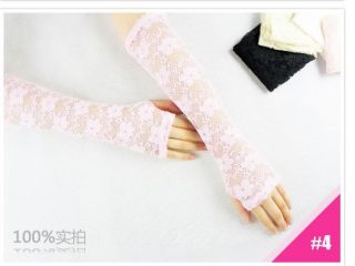 New Sexy Women Lace Flower Fashion Vintage Shading Long Fingerless Glove 2 Color