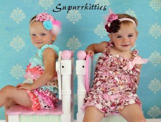 Satin Baby Petti Ruffle Romper Polka Dot Heart Prints Toddler Girl Photo Prop
