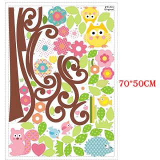 Owl Tree Squirrel Vinyl Decal Decor Removable Nursery Kids Room Wall Stickers