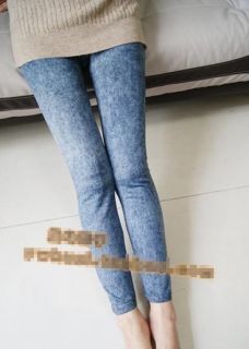 Spandex Stretch Snow Denim Jeans Look Leggings Tights Blue Black Pick