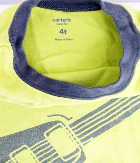 Baby Boy Carter's Rockstar Bright Neon Green Guitar Logo Punk Tee Shirt Sz 4T