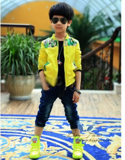 New Kids Clothing Fashion Boys Pure Color Casual Jacket Tops Coats AGES2 7Y