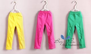 New Kids Toddlers Sweet Girls Clothes Candy Color Hole Pants Trousers SZ1 7Y