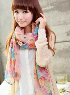 New Lady Women's Colorful Flowers Long Scarf Wraps Shawl Stole Soft Scarves
