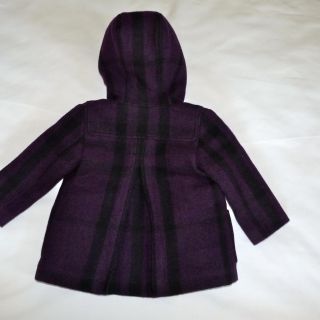 Burberry Baby Girls Junipper Check Plaid Purple Coat Jacket Sz 12 Months