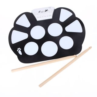 Portable Electronic Roll Up Drum Pad Kit Foldable with Drumsticks Rec Function