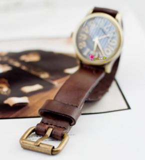 Muitl Color for Choose Retro Leather Band Large Round Dial Women's Quartz Watch