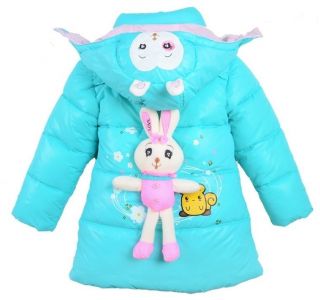 New Kids 3D Rabbit Hoodies Coat Boys Girls Winter Warm Quilted Snowsuit Costume