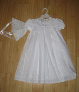 House of Hatten White Christening Gown Dress 3M Baby Girl w Bonnet