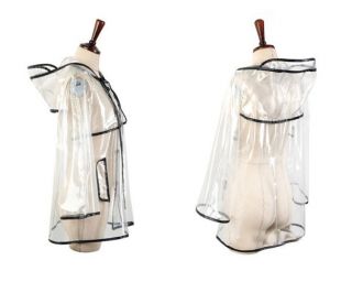 Transparent PVC Vinyl Raincoat Runway Style Womens Girls Clear Fashion Rain Coat