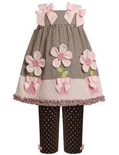 Bonnie Jean Girls Flower Pot Applique Seersucker Dress and Legging Set Size 6