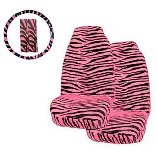 Pink Zebra Print 5 Piece Car Accessories Set