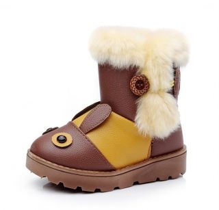 Lovely Boys Girls Winter Warm Snow PU Fur Ankle Boot Unisex Shoes Kids Infant