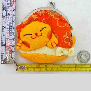 Multi Oranges Cute Cat Shaped Clasp Coin Bag Change Purse Size 4"x4" SNA031C14