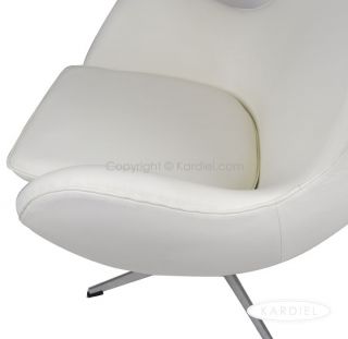 Egg Chair Ottoman Cream White Premium Leather Midcentury Modern Lounge Swan
