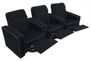 Lorenzo Home Theater Seating Black Recliners 7 Chairs