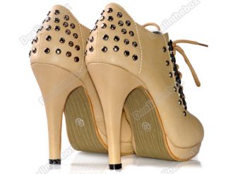 Vogue Women's Rivets Platform Stiletto Super High Heel Shoes Ankle Boots