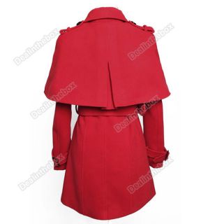 Women's Double Breasted Trench Coat Long Jacket Cape Ponchos Outerwear Two Color