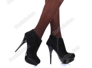 Vogue Lady Shoes Platform High Heels Pump Ankle Booties Black Leopard