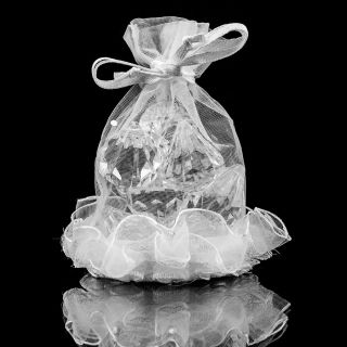 12pc Wedding Party Decorative Keepsake Favor Gift White Lace Fabric Shower Bag