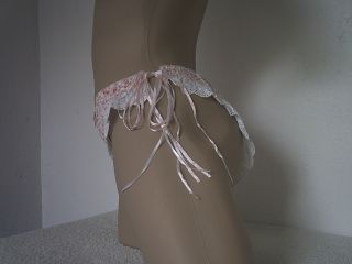 Cute Sissy Girls Pink Ribbon String Bikini Panties Frilly Knickers s M