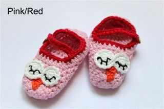 Cute Handmade Knit Cotton Owl Shoes Newborn Baby Girls Boys Photograph New Gift