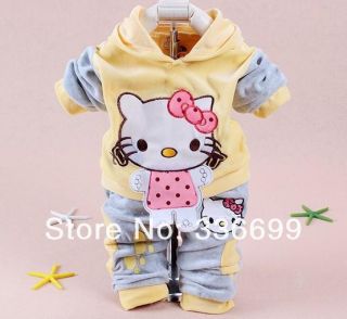 Baby Kids 2pcs Clothes Set Girls Hoody Pants Suit Children Sport Hello Kitty