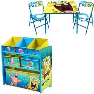 Spongebob Table Chairs Toy Set Children Kids Boy Study Bedroom Furniture New