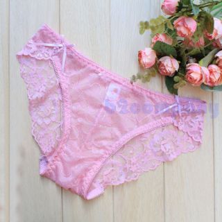 Sexy Women's Lace See Through Panty Briefs Knickers Bow Knot Underwear 5 Colors