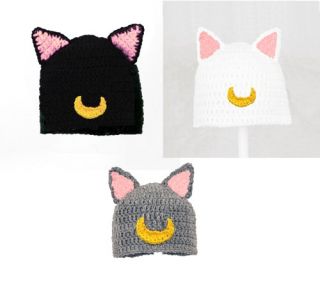 Sailor Moon Cat Hat Luna Artemis Diana Knit Crochet Anime Beanie Baby Adult